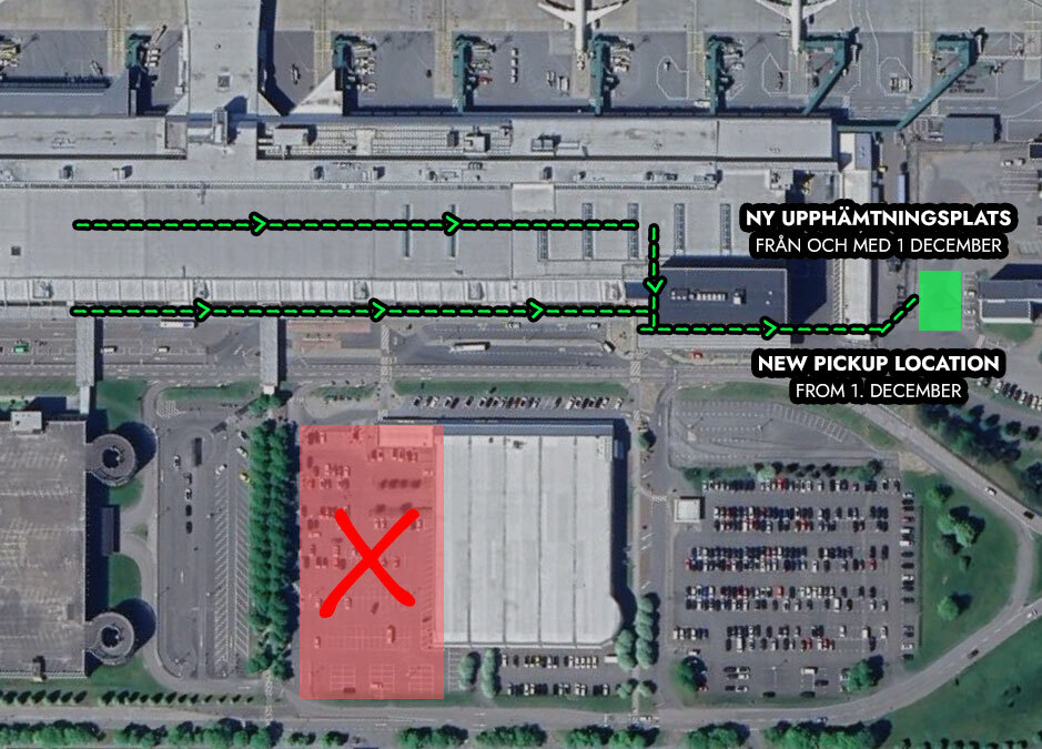 Landvetter Parkering | Vägbeskrivning till upphämtningsplatsen – från och med 1 december